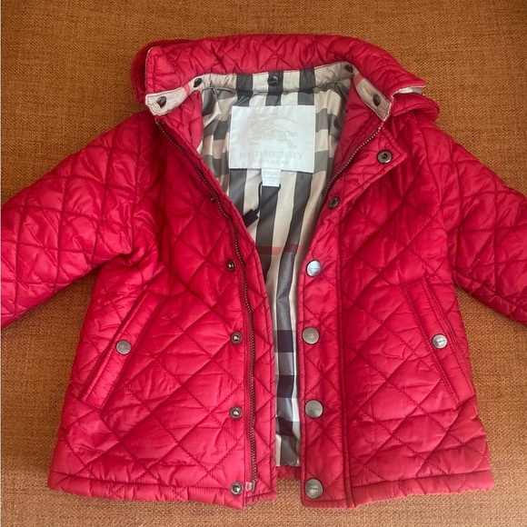 Burberry Red Puffer Jacket Quilted Design